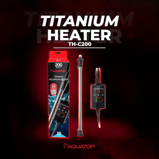Aquatop Titanium Heater with Controller - Adjustable Temperature for Aquariums Up to 55 Gallons - Ideal for Turtles & Large Fish - Easy to Use and Install