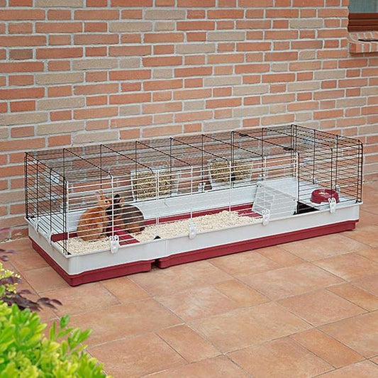Ferplast Krolik XXL Rabbit Cage w/Wire Extension | Rabbit Cage Includes All Accessories & Measures 63.8L x 23.62W x 19.68H Inches | 1-Year Warranty