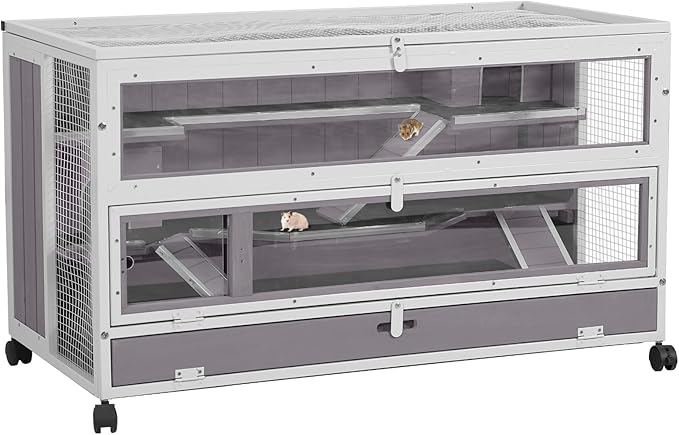 Aivituvin Hamster Cage Guinea Pig Cage with Metal Frame Chewproof Rat House Small Animal Cage Movable