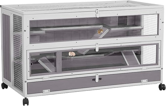 Aivituvin Hamster Cage Guinea Pig Cage with Metal Frame Chewproof Rat House Small Animal Cage Movable