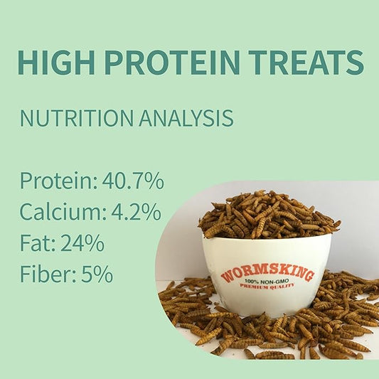 WORMSKING 4LB Non-GMO Dried Black Soldier Fly Larvae, More Calcium Than Dried Mealworms, High Protein Chicken Feed, Poultry Treats