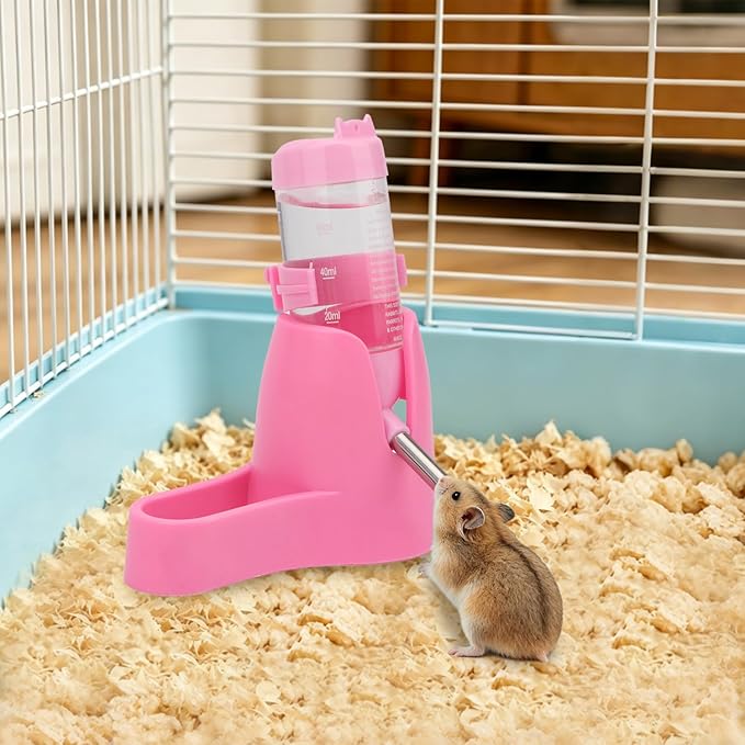 Litewoo 3 in 1 Hamster Water Bottle Small Animal Water Bottle with Food Container Base Hut Hanging Pet Automatic Feeding Drinking Dispenser for Dwarf Hamster Rats Mouse Gerbil Mice