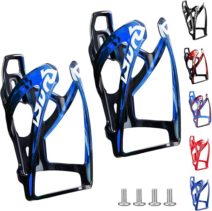 Suruid Bike Water Bottle Cage, Universal Bike Water Drink Holder Durable Ultralight Plastic Water Bottle Holder for Bicycle, Cycling Bottle Cage for MTB, Road Bike, Mountain Bike, 2 Pack - Black Blue