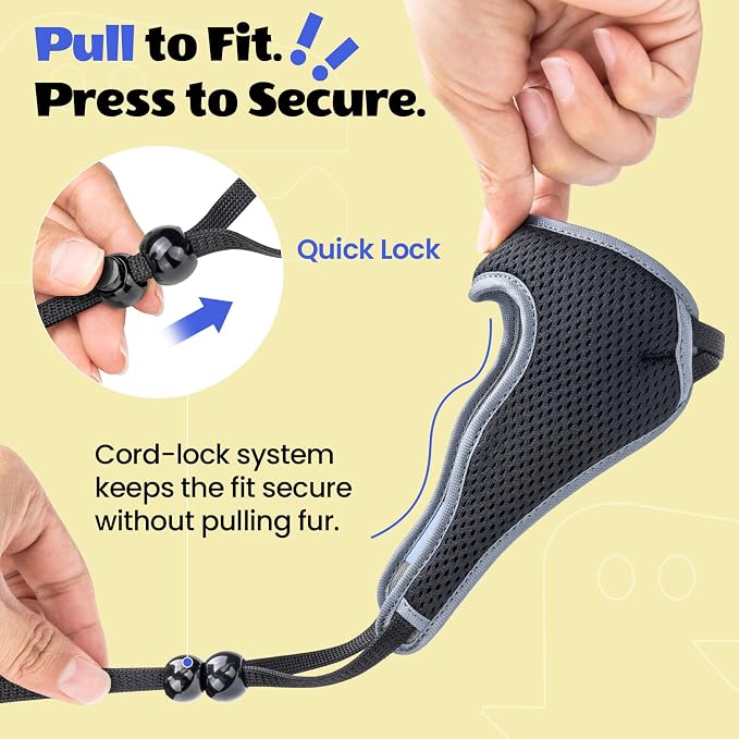 One-Pull Adjustable Dog Muzzle for Small Dogs, No Size Guessing, Soft Comfort Fit, Allows Panting & Drinking, Prevents Biting, Size 0 (Snout Length: 0.9–1.4")