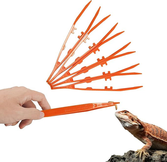 5-Pack Reptile Feeding Tongs Set - Hygienic Anti-Slip Orange Tweezers for Bearded Dragons, Lizards, Snakes, Aquariums & Small Animals(Five Colors to Choose from)