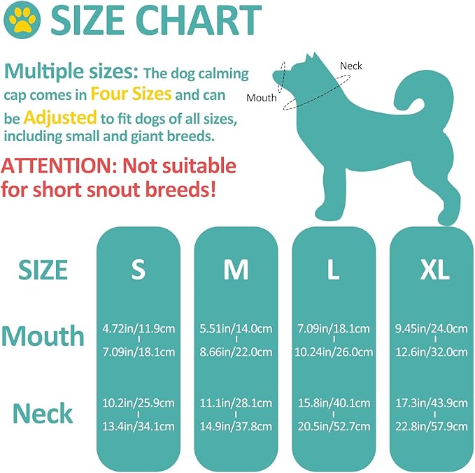 OHCOZZY Dog Calming Cap, Soft Dog Eye Mask Adjustable Mouth Pet Mask Muzzle for Grooming Anti Car Sickness(XL,Black)