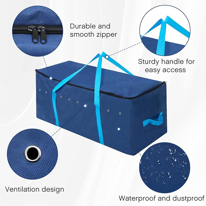 Sanwuta 2 Pack Hay Bale Bag 600d 41 x 15 x 17 Inch Extra Large Hay Storage Container for Horses Oxford Cloth Heavy Duty Tote Bale Storage Bag for Cattle Goats Sheep Horse Supplies(Blue)