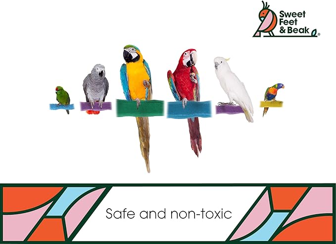 Sweet Feet and Beak Comfort Grip Safety Perch for Bird Cages - Pedicure Perch for Birds to Keep Nails and Beaks in Top Condition - Safe Easy to Install Bird Cage Accessories XL 13.5" - Green