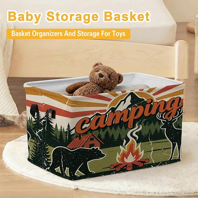 56L Camping Laundry Basket Clothes Hamper with Handles,Foldable Blanket Storage Large Laundry Hamper with Waterproof PE,Toy Storage Bin Organizer,Cube Clothes Organizer,Home Decor
