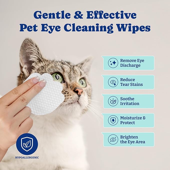 Dog Eye Wipes for Tear Stain Remover – 120 Pet Eye Wipes with Herbal Complex, Dual-Texture Pads for Dogs & Cats, Clean Discharge & Crust, Soothe Eyes, Biodegradable, Vet-Approved
