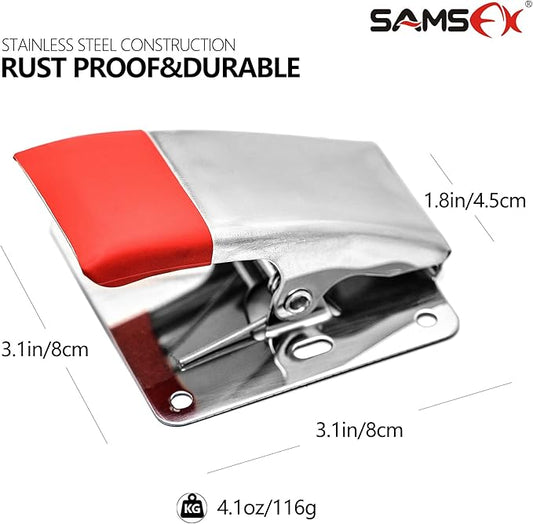 SAMSFX Fish Cleaning Board Tools Fillet Clamp w/Screws Deep-Jaw Fish Tail Clip Board for Scaling Table Bait (Fish Clamps with Red Grip)