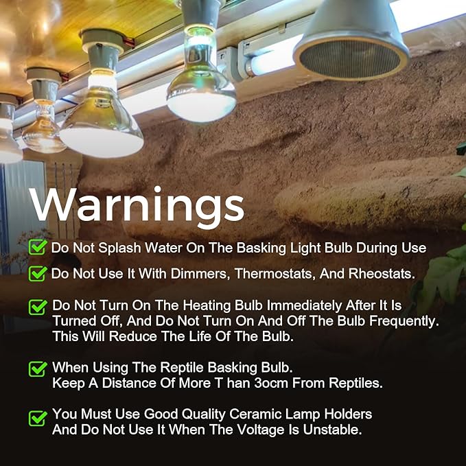 Reptile Heat Lamp 75W, 2 Pack Daylight UVA Basking Light Bulbs with E26 Base for Lizards, Turtles, Snakes and Amphibians
