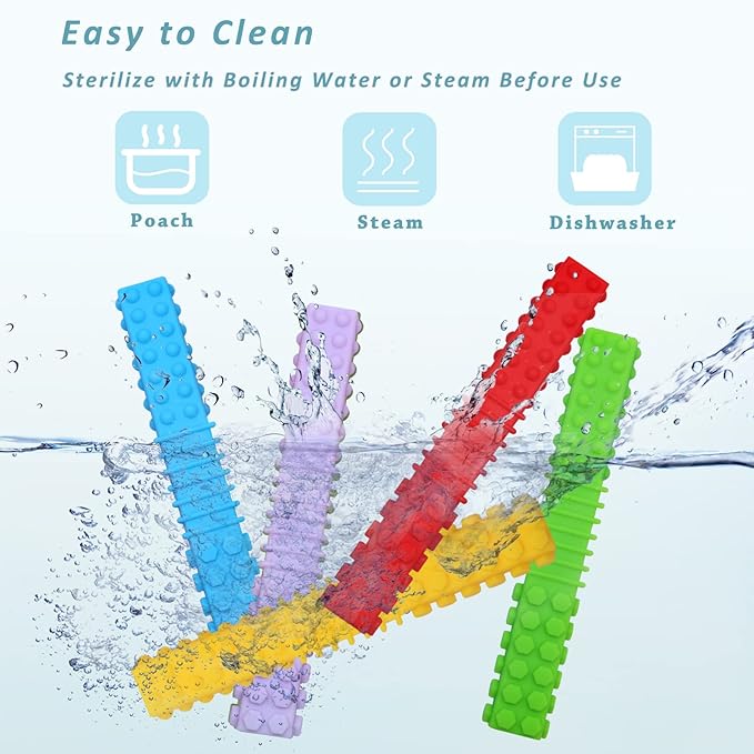 Sensory Chew Toys for Autistic Children, 5 Pack Silicone Chew Tube Teething Sticks Toys for Autism, ADHD, SPD, Chewies with Special Needs, Oral Motor Chewy Tool for Sensory Kids Chewer (Rainbow A)
