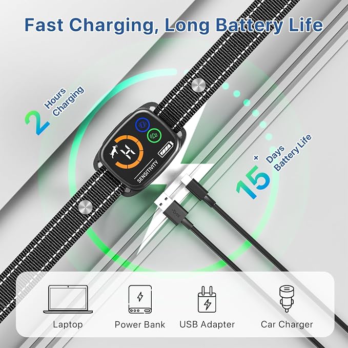 Dog Bark Collar for Small Medium Large Dogs, Smart Anti Barking Collars for Dog Training, with 6 Sensitivity Levels and 3 Modes Beep Vibration, IP67 Waterproof Black Bark Collar