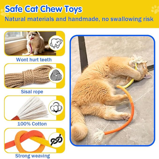 Retro Shaw Cat Toys Chew Ropes with Refillable Natural Catnip for Indoor Cats Safe Teeth Cleaning Interactive Kitten Nip Kitty Kicker Toy for All Breeds 23.6 Inches