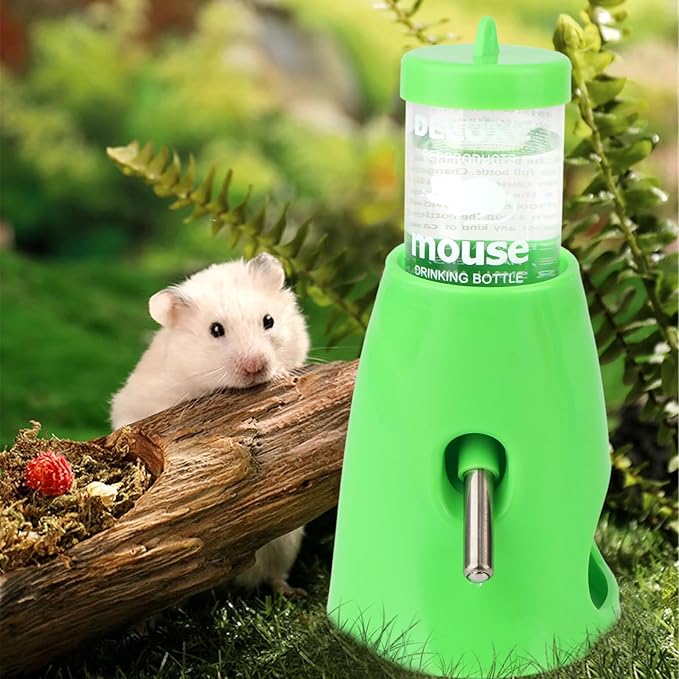 Hypeety Hamster Cage Drinking Water Bottle Parrot Mice Rat Gerbils Water Feeder Bowl 1Pcs 80ml (Green,80ml)