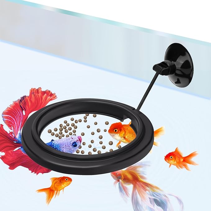 DaToo Small Fish Feeding Ring Round Mini Aquarium Feeder with Strong Suction Cup Floating Fish Feeder Ring for Betta Goldfish Guppy