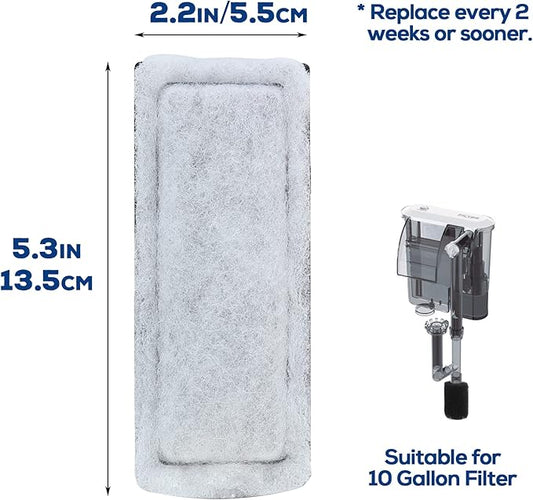 LAQUAL Replacement Fish Tank Filter Cartridges, Suitable Aquarium Filter (10 Gal), 3 Pack, White