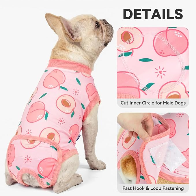 cyeollo Dog Surgery Recovery Suit, Soft Dog Onesie, E-Collar & Cone Alternative, Spay Neuter Suit for Male Female Dogs, Anti-Licking Wound Surgical Clothes, Comfy Body Suit for Small Dogs, Peach XS
