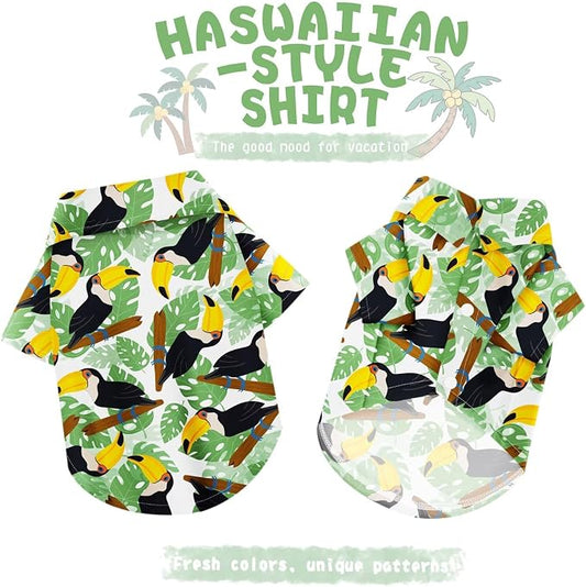 Hawaiian Dog Shirt – Lightweight and Breathable Summer T-Shirt with Tropical Prints, Fun Beach Outfit for Small, Medium, and Large Dogs, Perfect for Hot Days and Outdoor Vacation.Hornbill 3XL