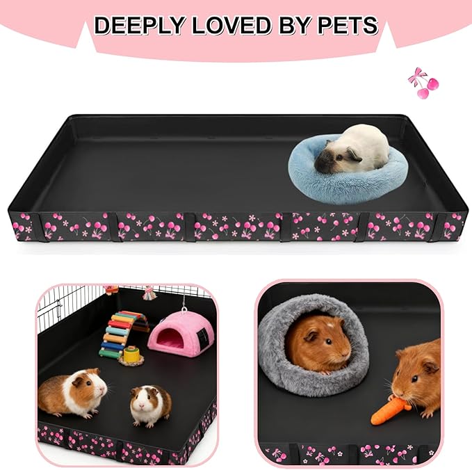 DZWLKJ Guinea Pig Cage Liner,Washable Tarp Bottom Base,Cherry Graphic,36"x36", Reusable for Rabbit, Chinchilla, Hedgehog, Ferret & Other Small Animals.