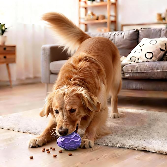 Dog Toys for Aggressive Chewers Durable Interactive Dog Chew Toys Tough Indestructible Treat Dispensing Cognitive Toys Mental Enrichment Puzzle Feeder Boredom Buster Anxiety Relief (Purple)
