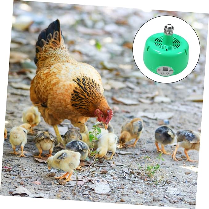 1pc Heating Lamp for Chickens Temperature Heater Fan with Heat Emitter Durable Breeding Light for Reptiles and Birds Flame-Retardant Design Led Warm Lighting