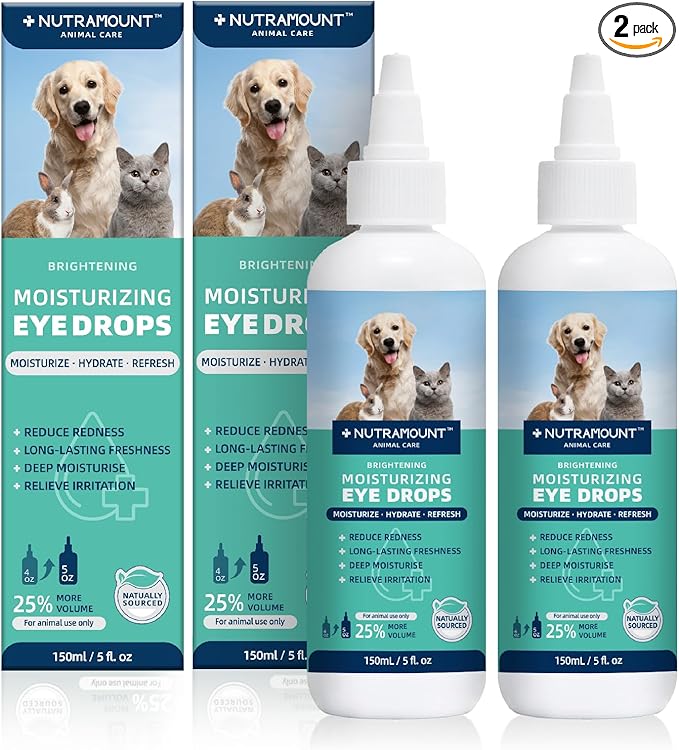 Moisturizing Eye Drops for Dogs, Cats, and Livestock 150ML/5 fl. oz Dry Eye Solution Twin Bottle Set