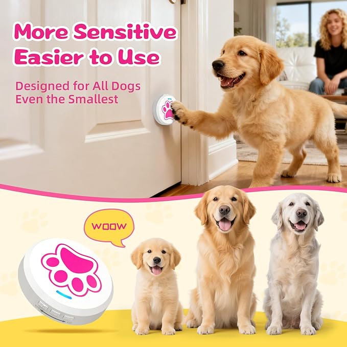 ChunHee Dog Bells to Go Outside - Bell for Dogs to Ring to Go Potty | Chew-Proof Dog Door Bell | 0-115dB Adjustable Volume & 28 Ringtones | Bells for Dog Training to Go Outside Without Barking