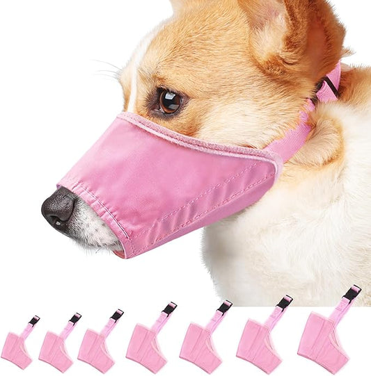 Idepet 7PCS Adjustable Dog Muzzles - Anti-Biting Barking Muzzles for Small, Medium, Large & Extra Dogs (Pink, Pack of 7)