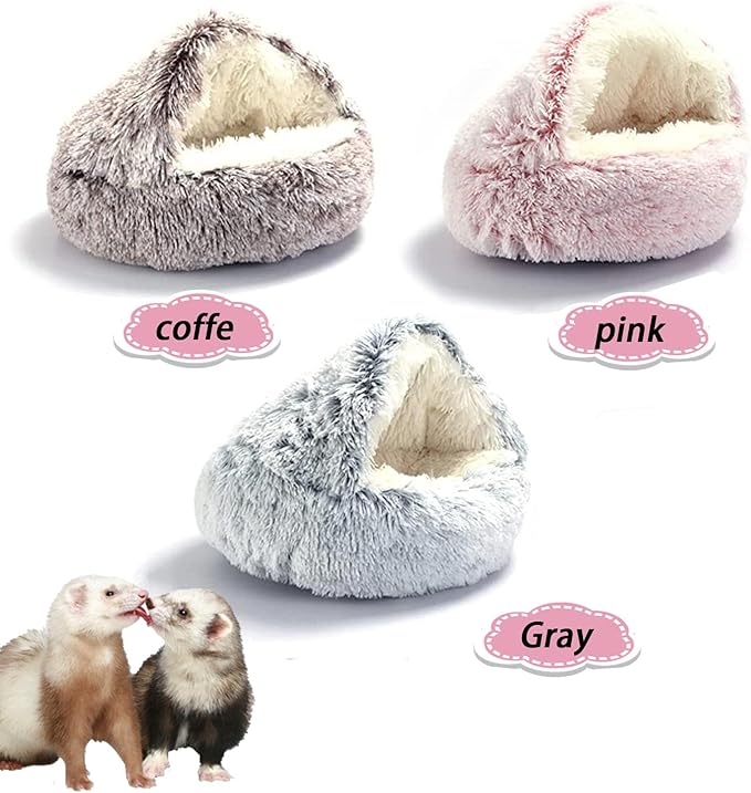 Ferret Bed Cave and Hideouts，Ferret Hideaway Bed Accessories for Cage Ferret Beds and Hideouts (Pink)