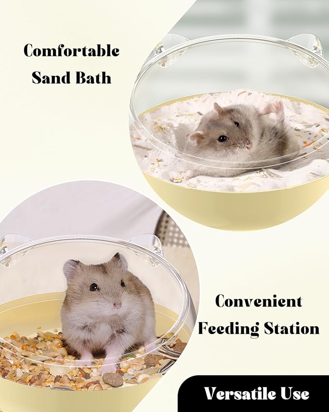 Pawfly Hamster Sand Bath Container, Hamster Sand Bath Box, Hamster Bathtub, Hamster Bathroom, Hamster Toilet, Plastic Dust Bath for Dwarf Hamsters, Syrian Hamsters, Mice, Gerbils & Small Animals