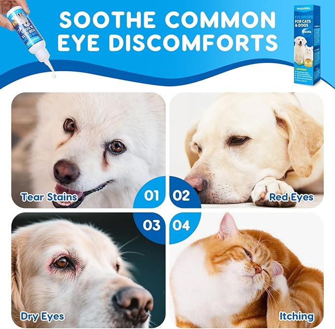 Dog & Cat Eye Drops, Soothing Eyes, Relieve Eye Irritation & Itching, Redness, Gentle and Safe - 2 fl oz
