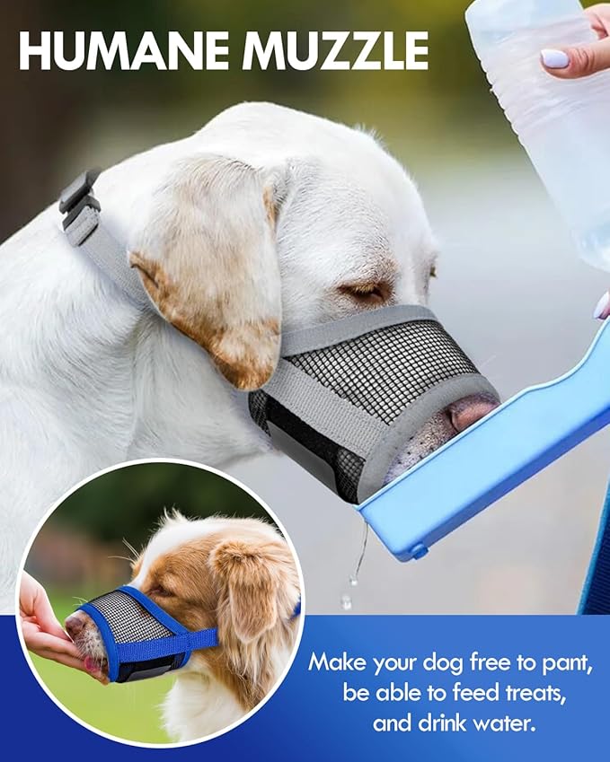 Dog Muzzle, Soft Air Mesh Muzzles for Small Sized Dogs, Breathable Dog Mussels for Scavenging Biting Licking & Barking, Adjustable Mouth Guard for Grooming, Allows Panting and Drinking (Grey,S)