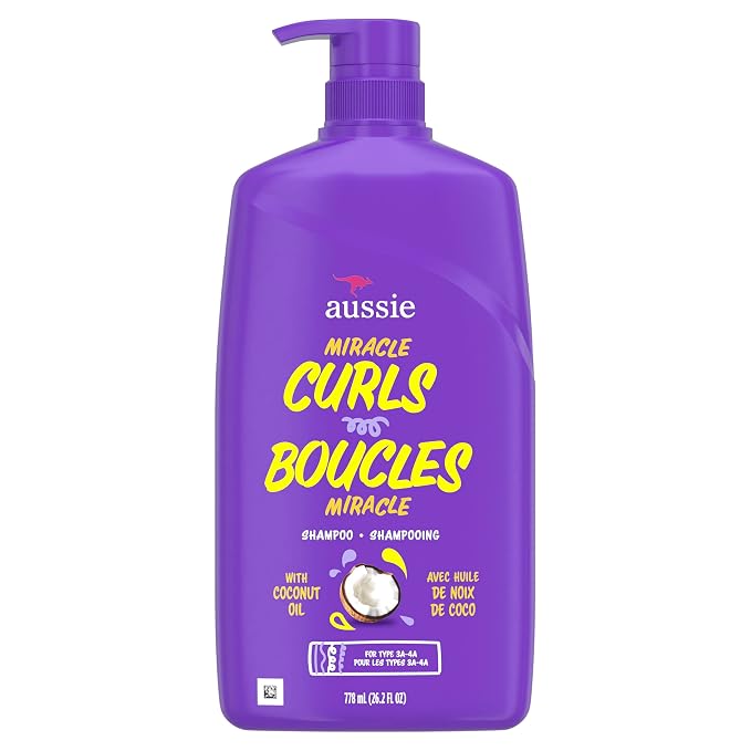 Aussie Miracle Curls Shampoo for Curly Hair with Coconut Oil, Paraben Free, 26.2 Fl Oz