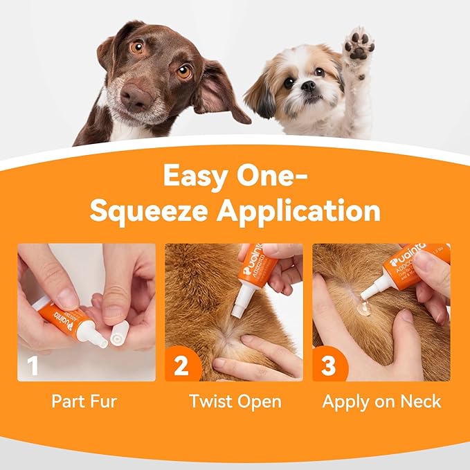 PUAINTA Addcool Plus Flea and Tick Prevention for Large Dogs (45-88 lbs), Professional Topical Treatment, 3 Monthly Doses, Fast-Acting Waterproof Dog Flea Drops