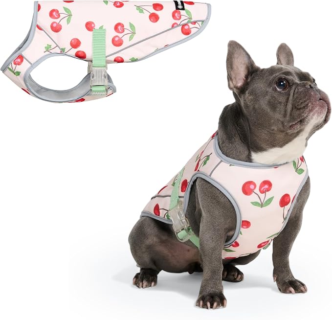Spark Paws Dog Cooling Vest - SPF 50 UV Sun Protection - Summer Heat Relief Gear for Dogs, Lightweight, Evaporative Cooling - Dog Anxiety Relief Vest During Hot Days - Cherries - Size XL