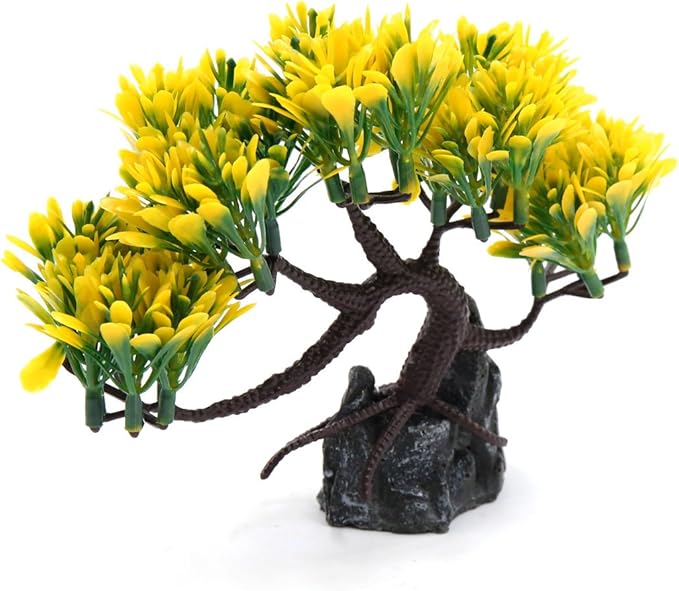 uxcell Yellow Plastic Tree rium Landscape Decoration Home Decor 5.1inch High