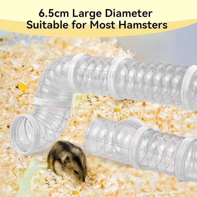 8 PCS Hamster Tube Set, Hamster Toy Set DIY Clear Pet Cage Tunnel Small Animal External Accessories Adventure Tube Syrian Rat Mouse (White)