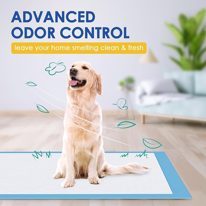 JollyMate 28"x34" Dog Pee Pads Extra Large, 30 Pack X-Large Super Absorbent Pet Pee Pads with Adhesive Tabs, 6 Layers Thick Leak-Proof Potty Pads for Dogs and Puppies
