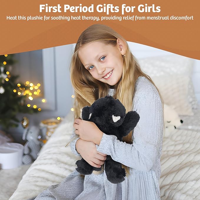 Marysun Microwavable Black Cat Stuffed Animal - Weighted Stuffed Animal Plush, Heating Pad, Cozy Gift for Girls|Women|Kids|Elder People, 9.8in, 1.65lb