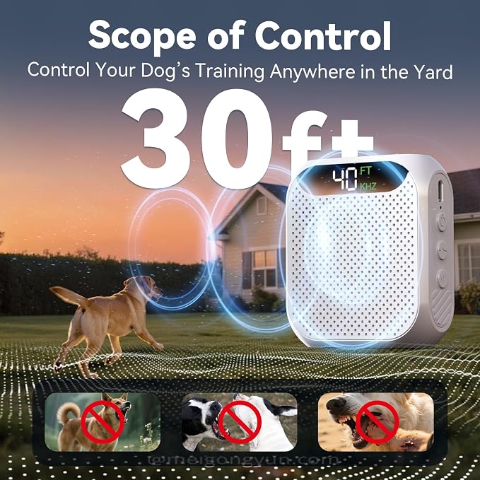 MALOK Anti Barking Device for Dogs, Ultrasonic Dog Bark Deterrent Devices with Adjustable Frequency & Range, Type-C Rechargeable Dog Barking Silencer for Walking, Yard Indoor & Outdoor Use