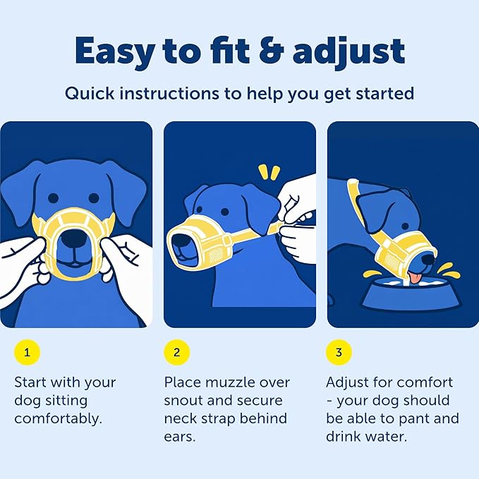 PetSafe Dog Muzzle - Large, Black - Comfortable Padding - Adjustable Sizing for Small, Medium and Large Dogs - Prevents Biting - Allows Room to Pant - Perfect for Visits to the Vet or Groomer