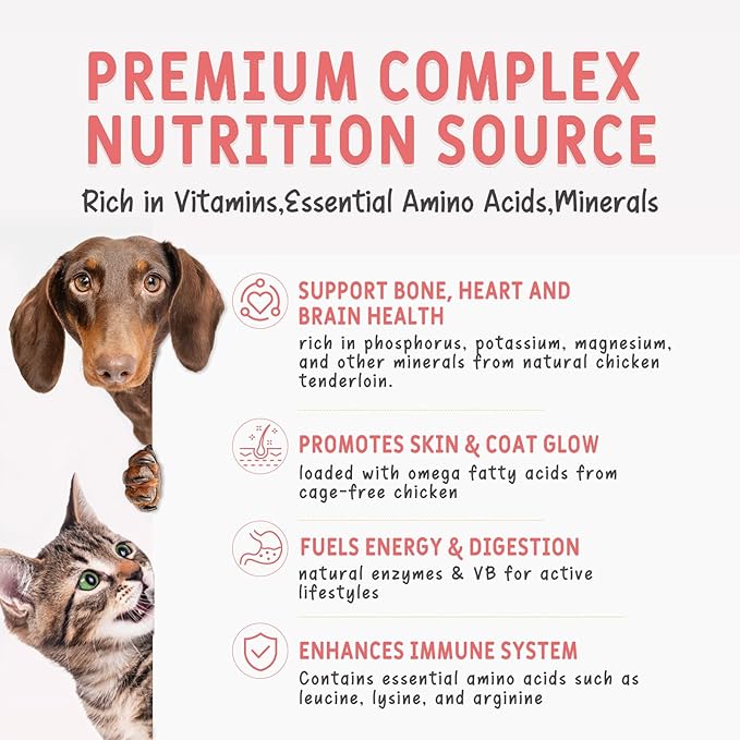 Freeze Dried Chicken Breast Cat & Dog Treats - 2.82oz (80g), 100% Single Ingredient, Human-Grade High Protein Training Rewards, 0% Salt & Sugar, Grain-Free, Ideal Meal Topper for Picky Eaters