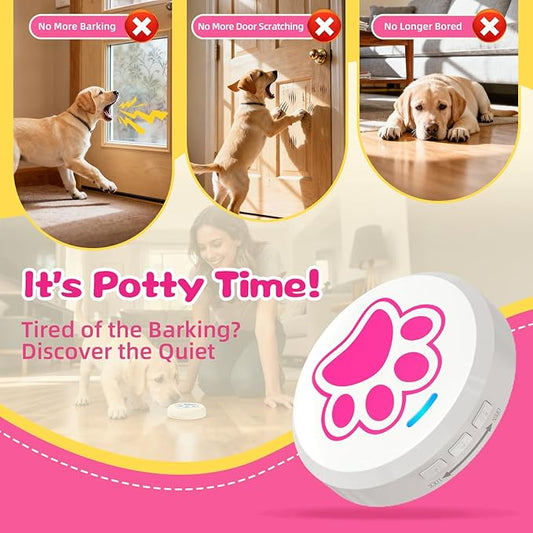 ChunHee Dog Bells to Go Outside - Bell for Dogs to Ring to Go Potty | Chew-Proof Dog Door Bell | 0-115dB Adjustable Volume & 28 Ringtones | Bells for Dog Training to Go Outside Without Barking