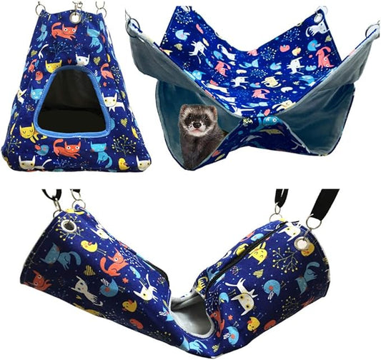 Ferret Rat Critter Nation Cage Accessories,Ferret Rat Hammock Set Hanging Bed Tent Tunnel for Any Small Animal Bedding