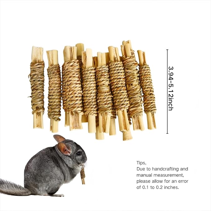 15pcs Rabbits Chew Toy,Natural Seagrass Sweet Bamboo Chew Stick for Small Animals,Bunny Cage Chew Enrichment Toys and Treats for Guinea Pigs Chinchillas Hamsters Rats