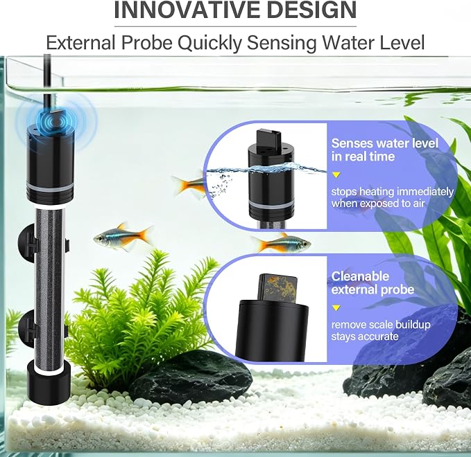 hygger ECO Precise 50W Aquarium Heater Submersible, for 5-10 Gallon Fish Tank, ±0.5℃ Dual Probe Controller, Overheat & Dry-Run Protection for Freshwater & Saltwater