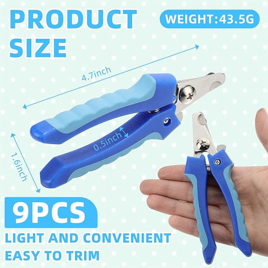 9 Pcs Small Dog Nail Clippers Bulk with Safety Guard to Avoid Over-Cutting Pet Nail Claw Grooming Pet Cutter Toenail Trimmer for Small Medium Dogs Nails Home Grooming(Classic)
