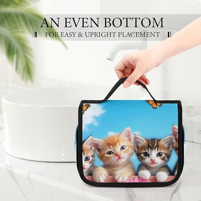 Toiletry Bag Garden Wonder Kittens Cats Hanging Travel Makeup Organizer Cosmetic Bag for Full Sized Toiletries